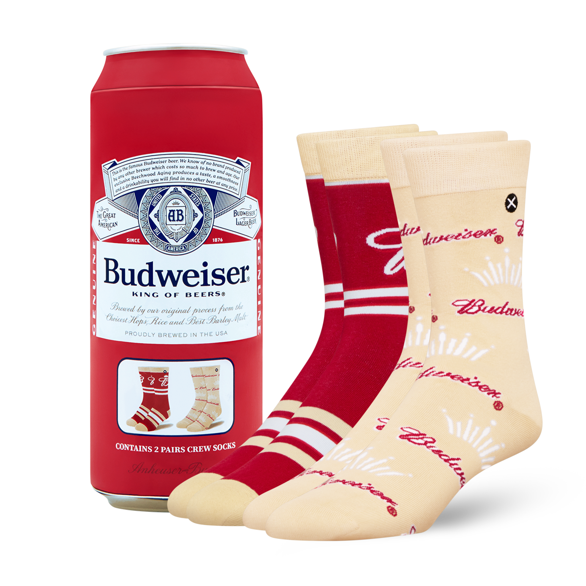 ODDMART Budweiser Crew Socks 2-Pack