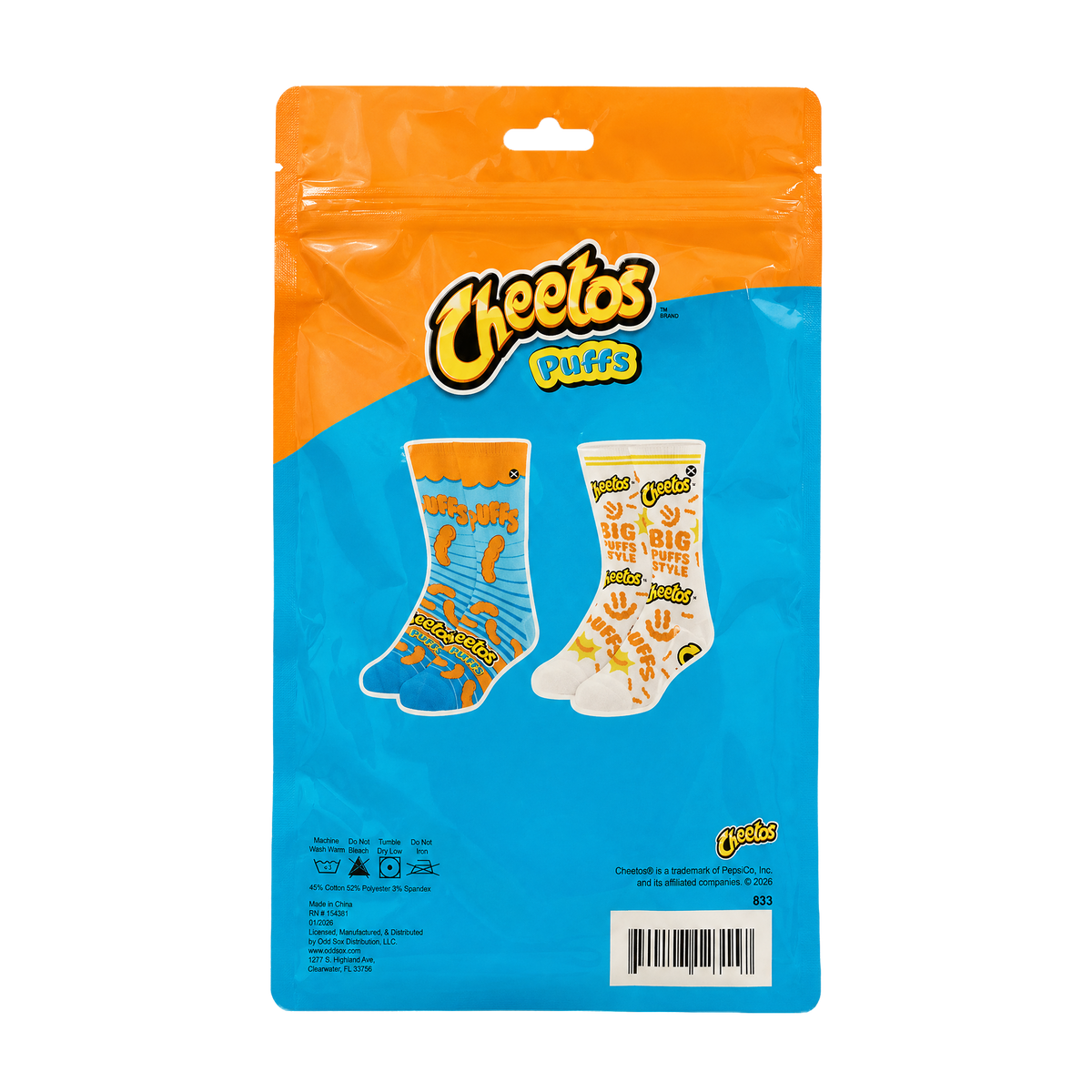 ODDMART Cheetos Puffs Crew Socks 2-Pack