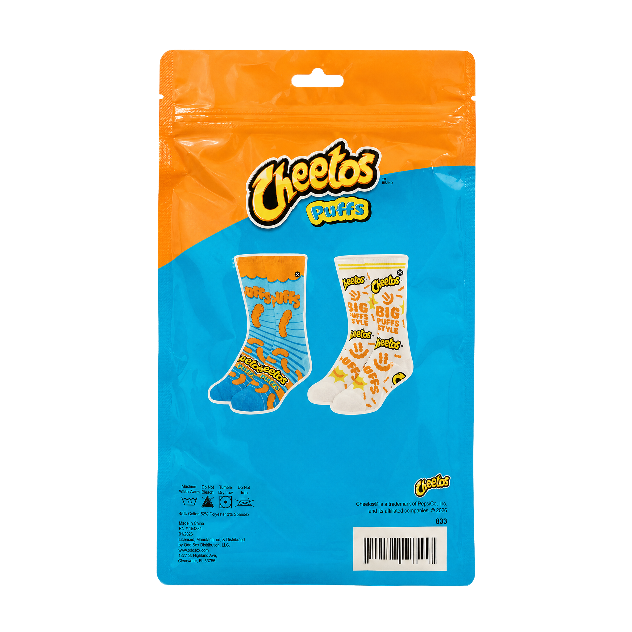 ODDMART Cheetos Puffs Crew Socks 2-Pack