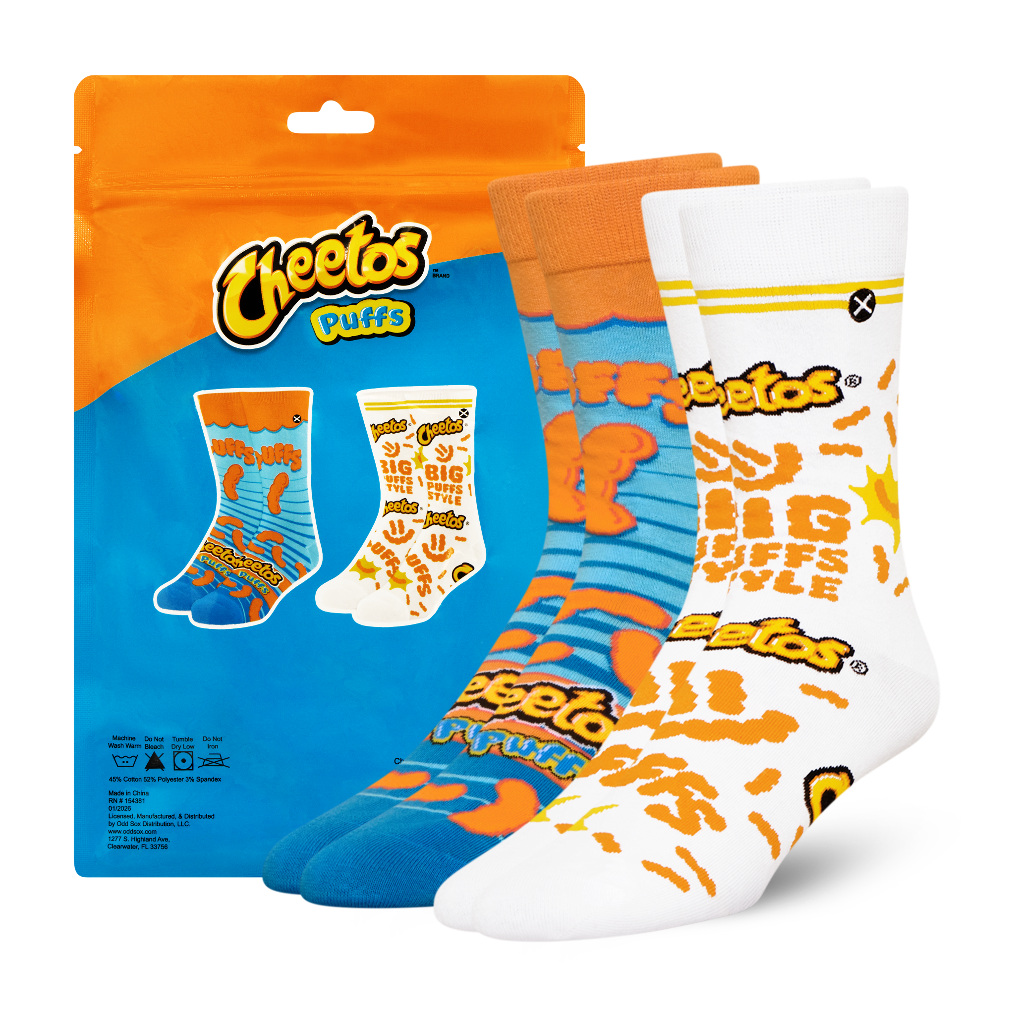 ODDMART Cheetos Puffs Crew Socks 2-Pack