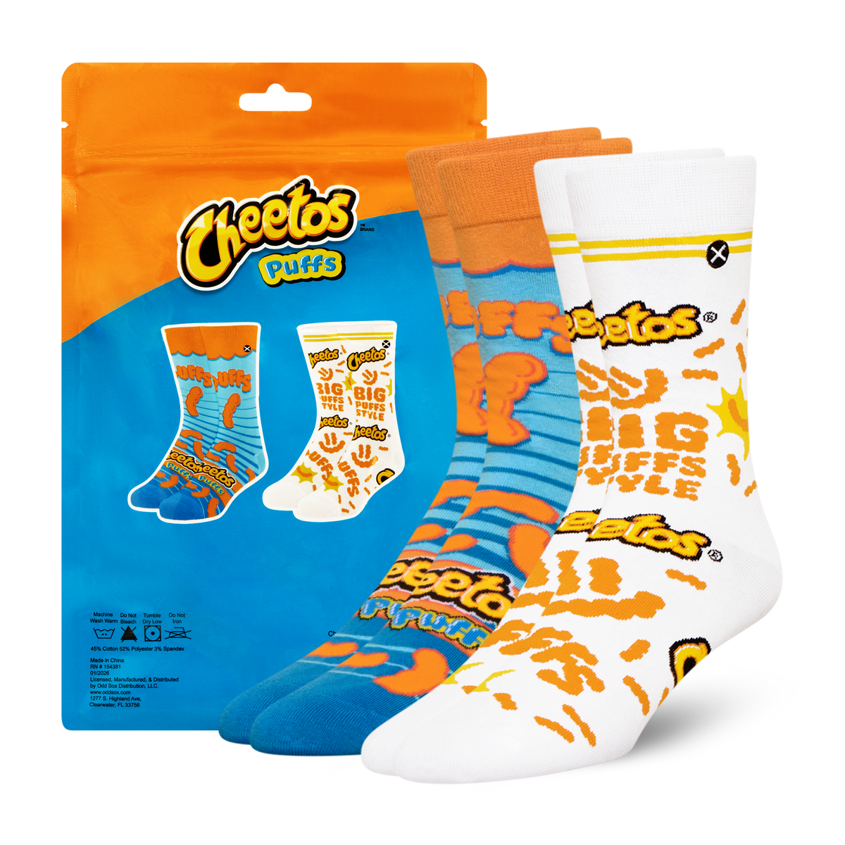 ODDMART Cheetos Puffs Crew Socks 2-Pack