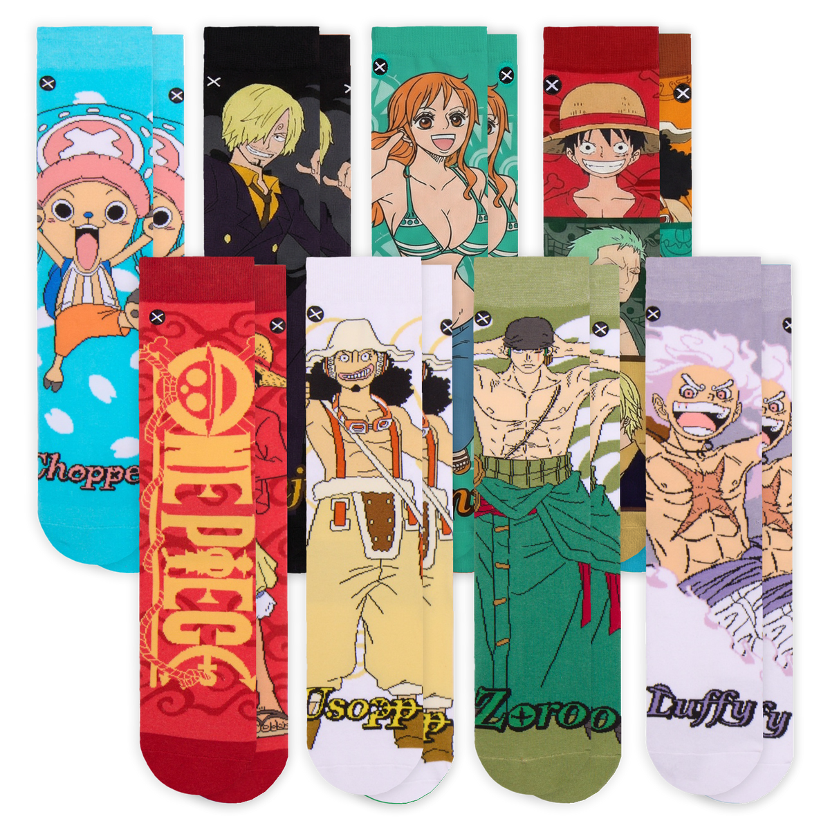One Piece Men's Crew Socks 8-Pack
