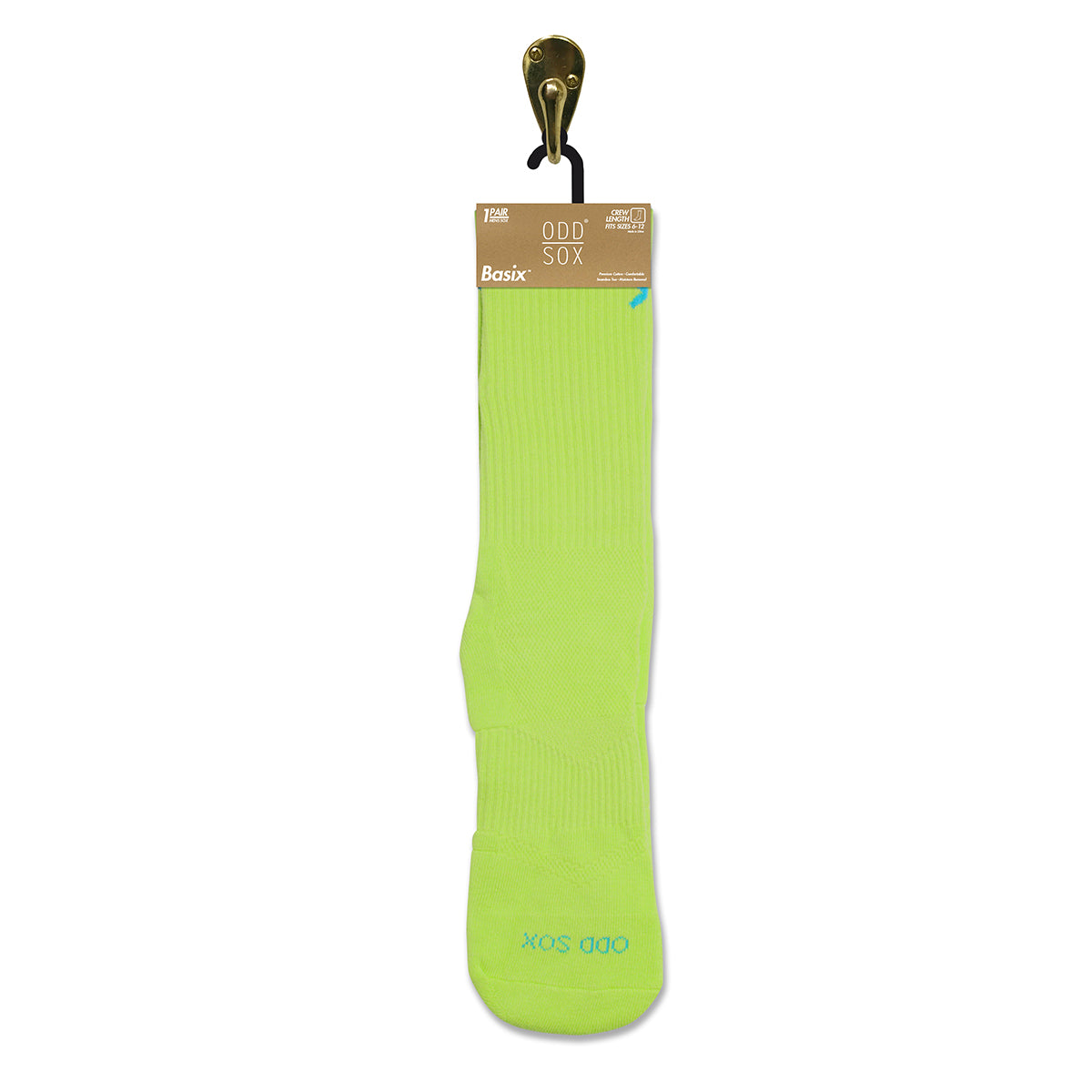 Basix Neon Yellow Men's Crew Socks