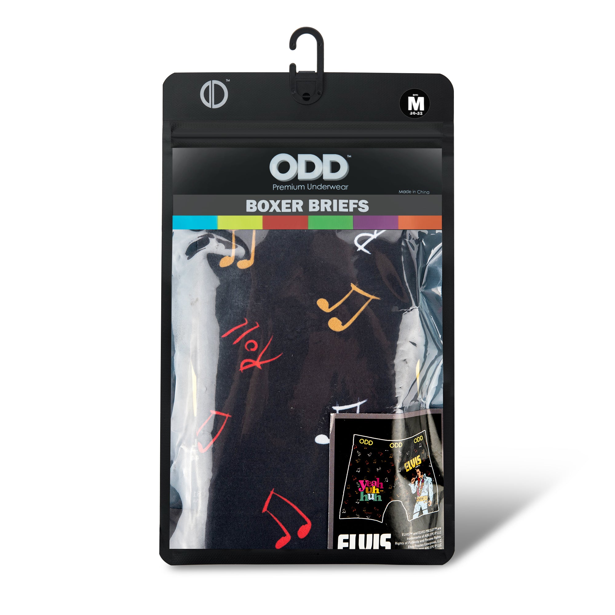 Odd Sox, Elvis Rock N Roll, Fun Men's Boxer Brief Underwear, Medium