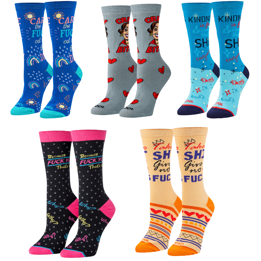 Funny Curse Words Women's Crew Socks 5-Pack