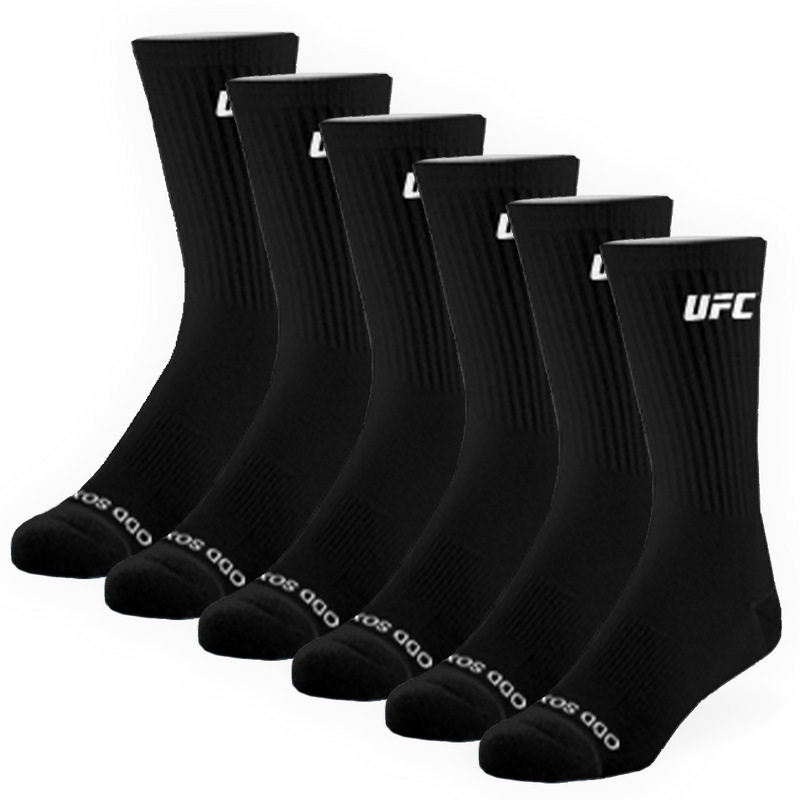 UFC Logo Men's Crew Socks - Black 6-Pack
