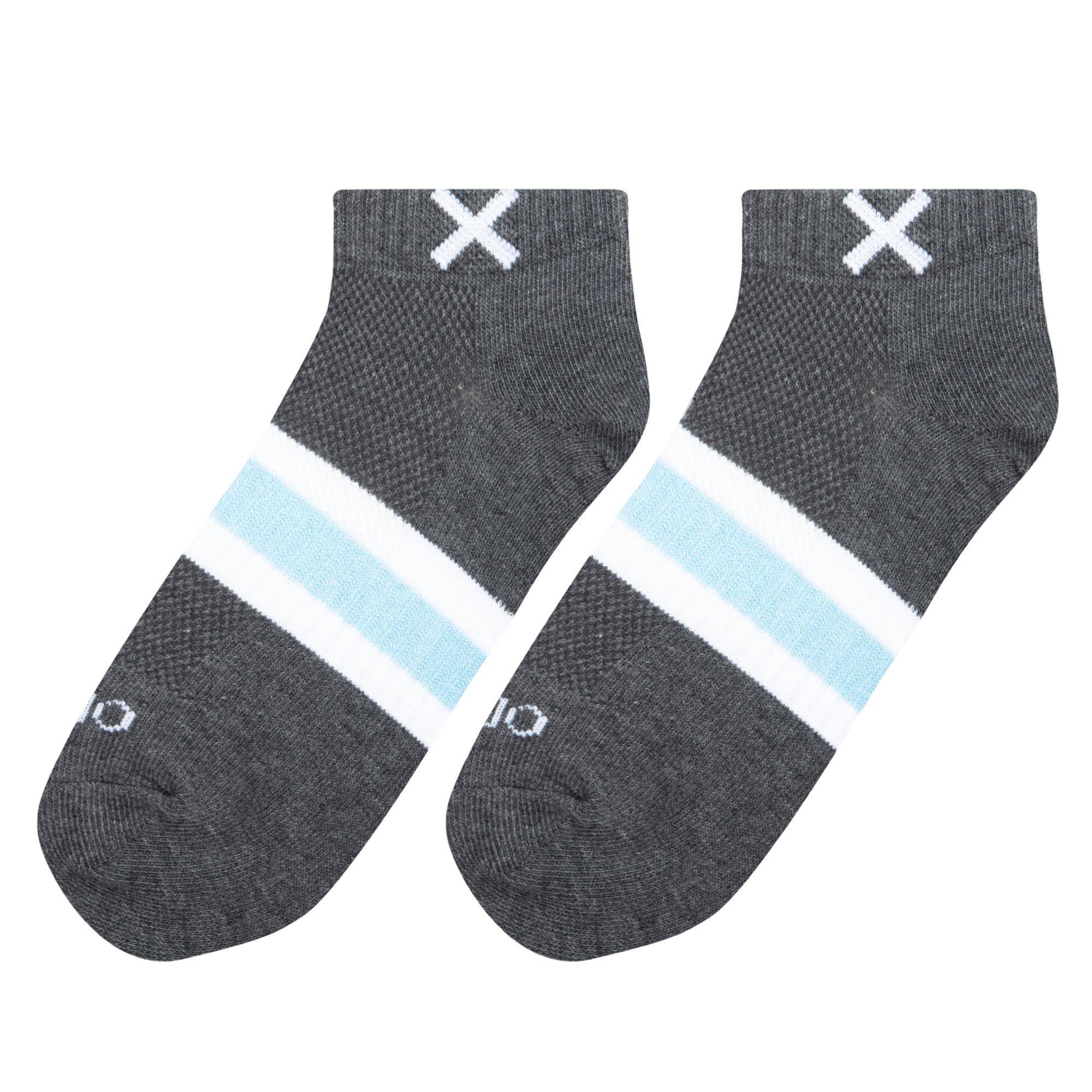 Basix Women Ankle 3 Stripe Pastel Gray Sky White