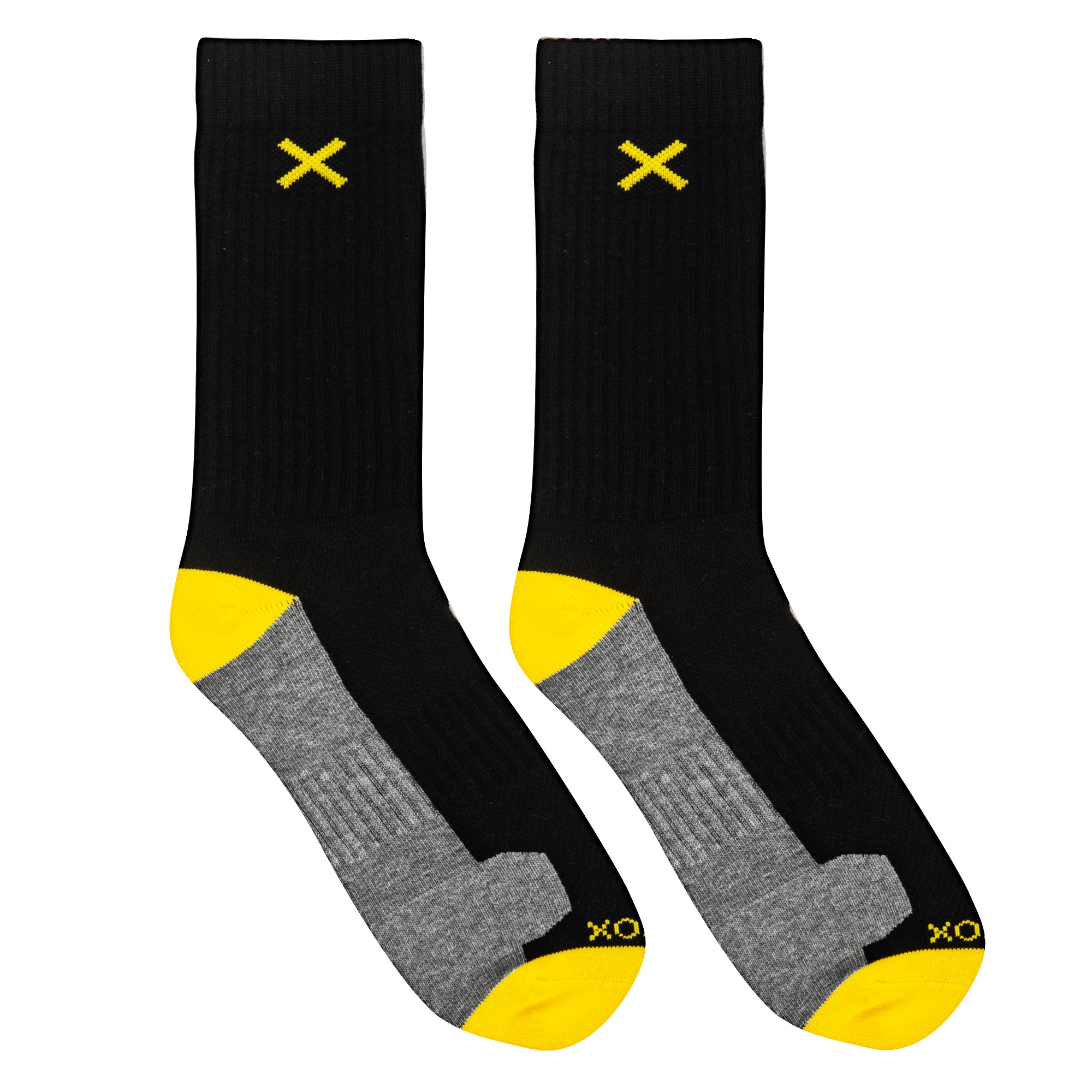 Basix Yellow Black Heather Men's Crew Socks