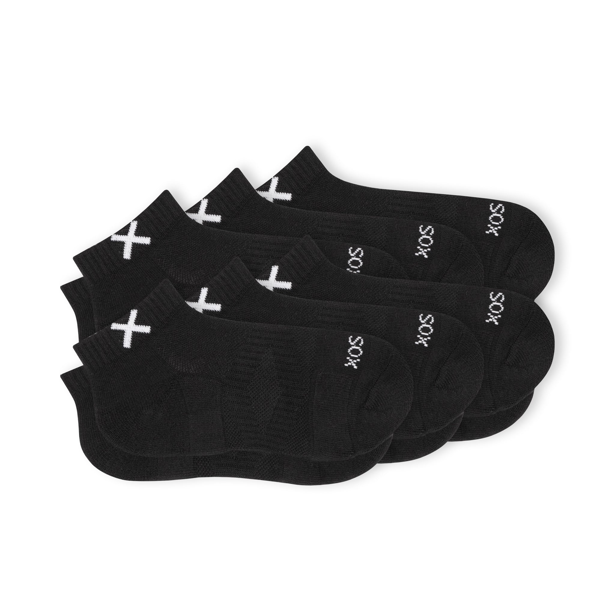 BASIX Big Kids Ankle Socks - Black 6-Pack