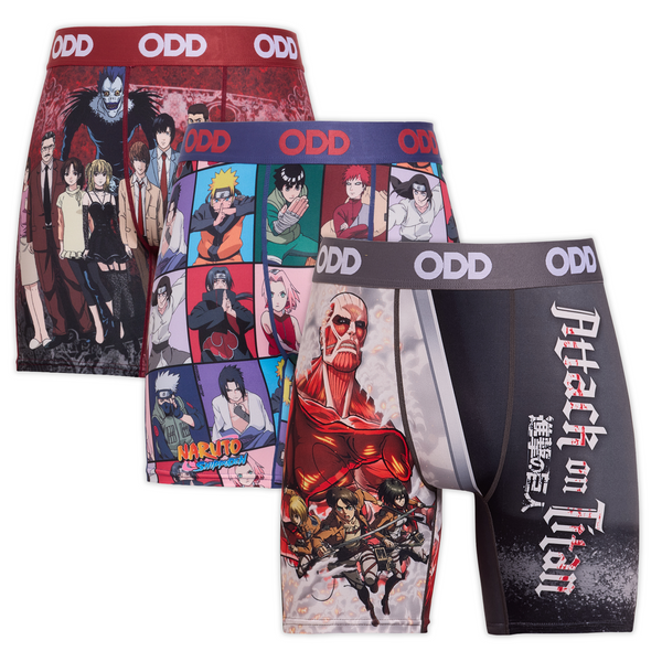 Anime Boxer Briefs 3-Pack – Attack on Titan, Death Note & Naruto