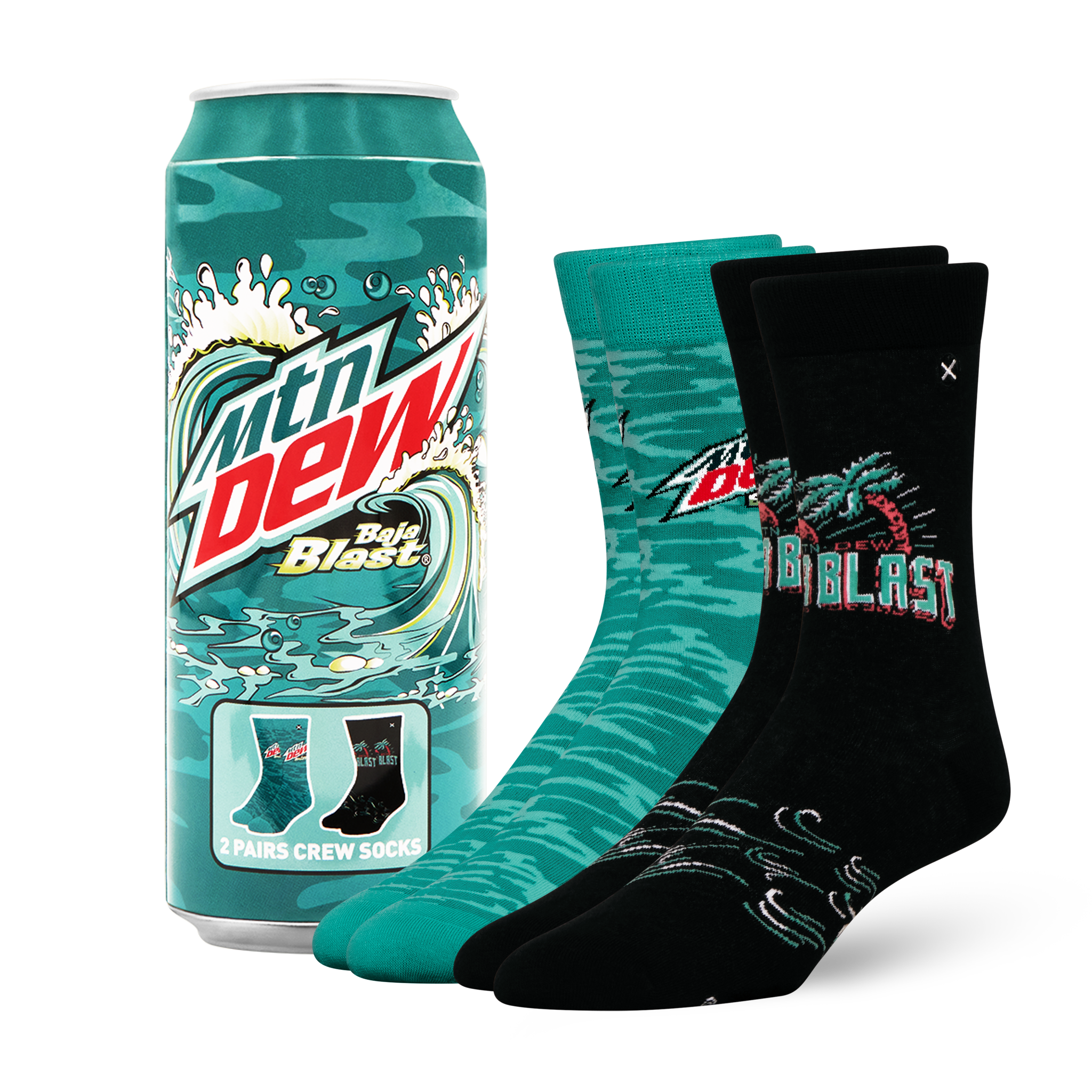 ODDMART Mountain Dew Baja Blast Crew Socks 2-Pack