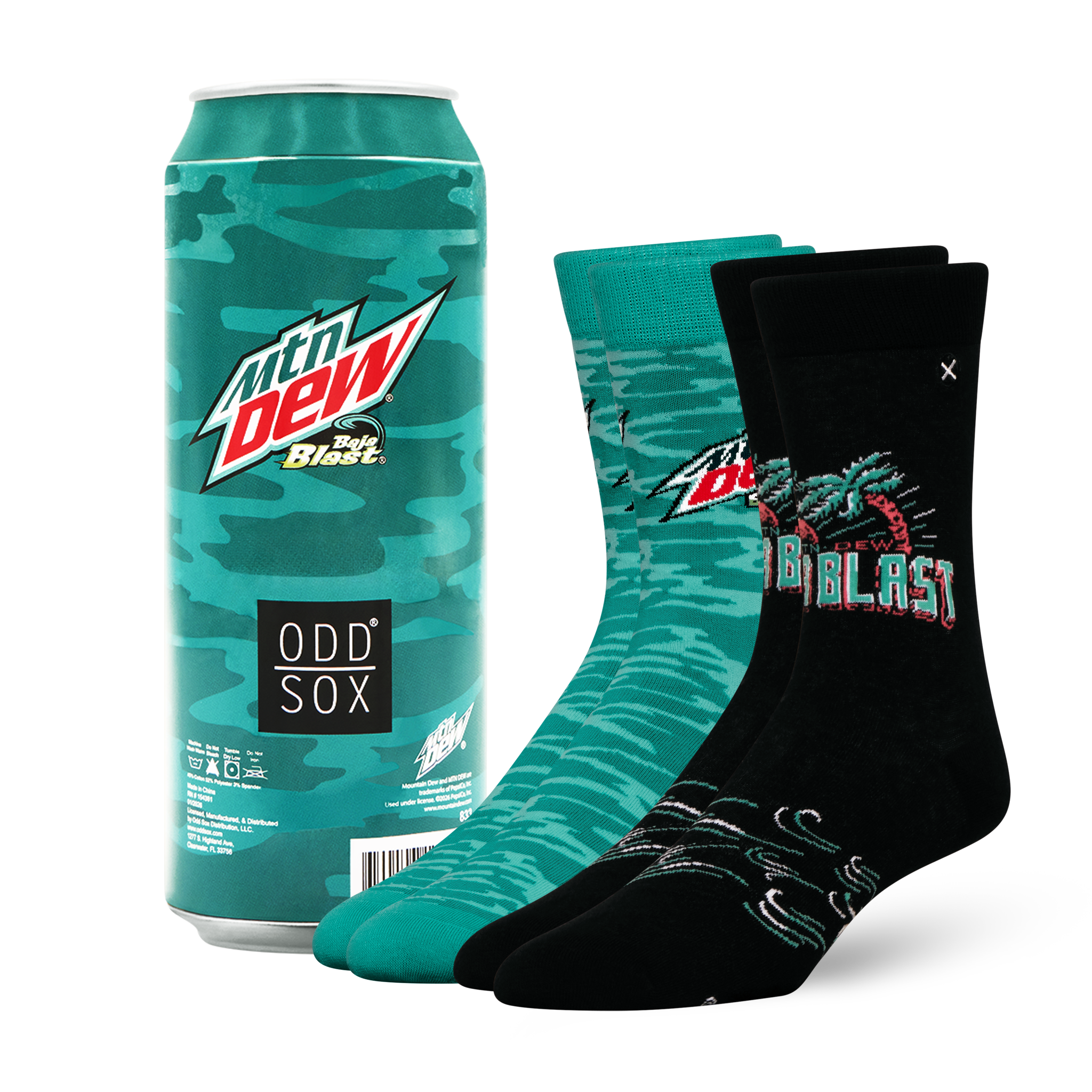 ODDMART Mountain Dew Baja Blast Crew Socks 2-Pack