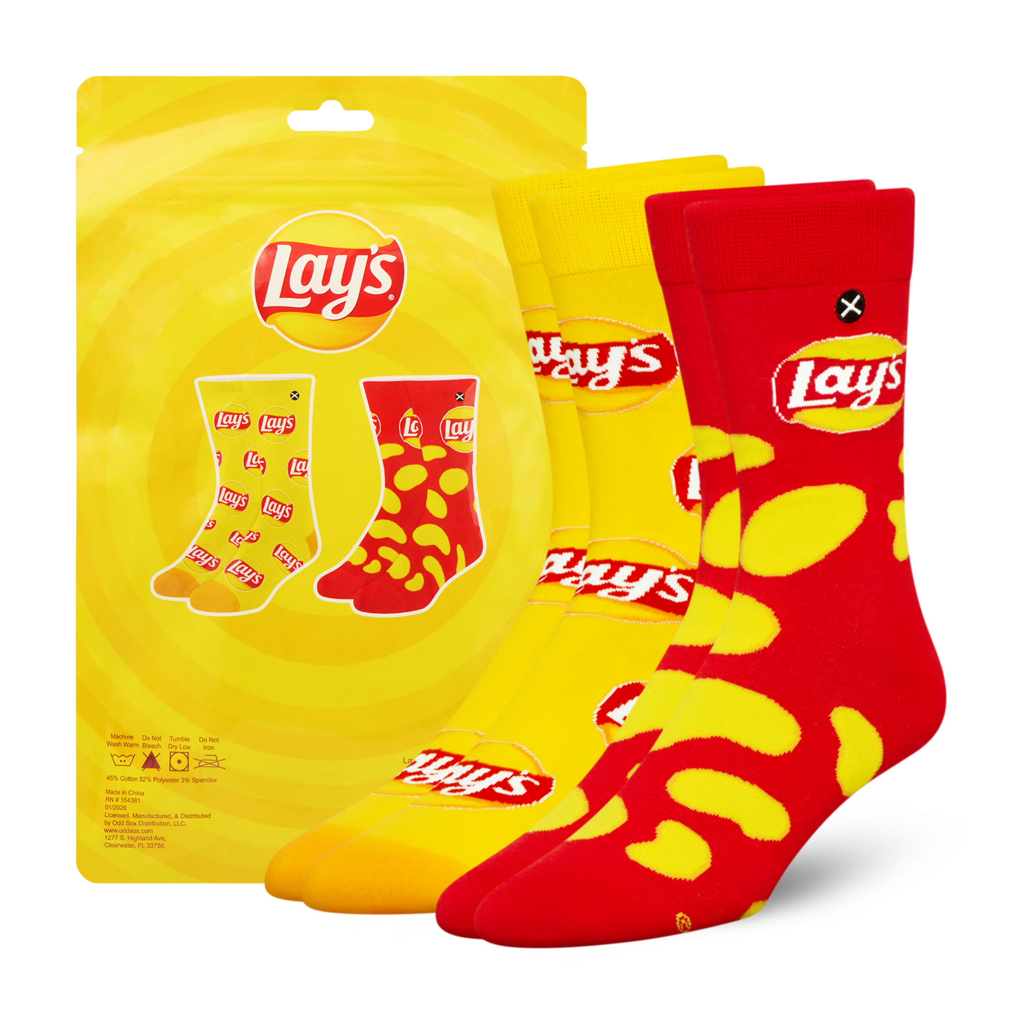 ODDMART Lay's Classic Crew Socks 2-Pack