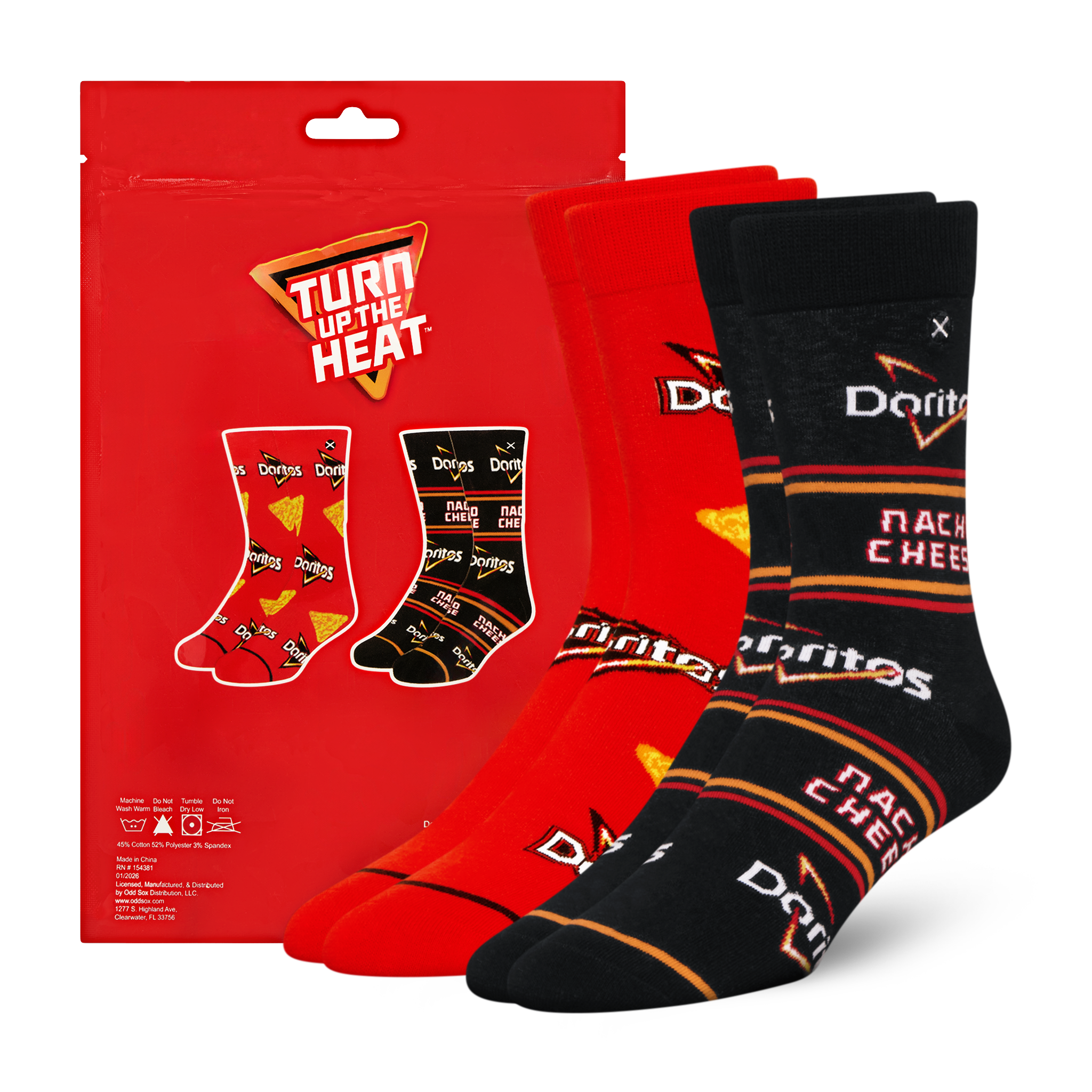 ODDMART Doritos Nacho Cheese Crew Socks 2-Pack