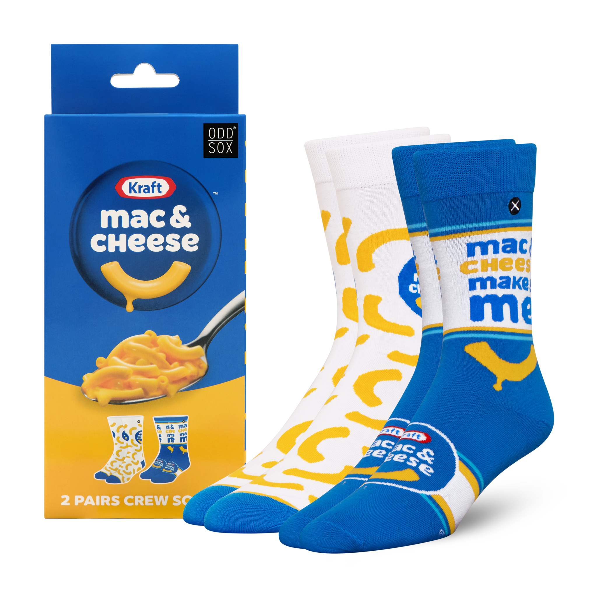 ODDMART Kraft Mac & Cheese Crew Socks 2-Pack