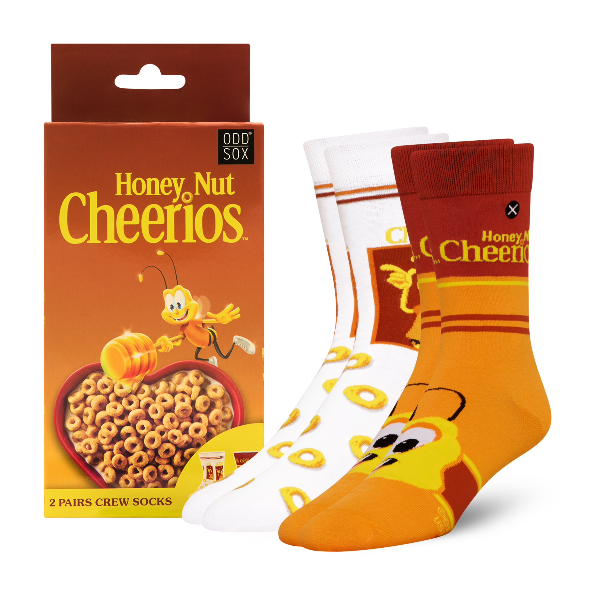 ODDMART Honey Nut Cheerios Crew Socks 2-Pack