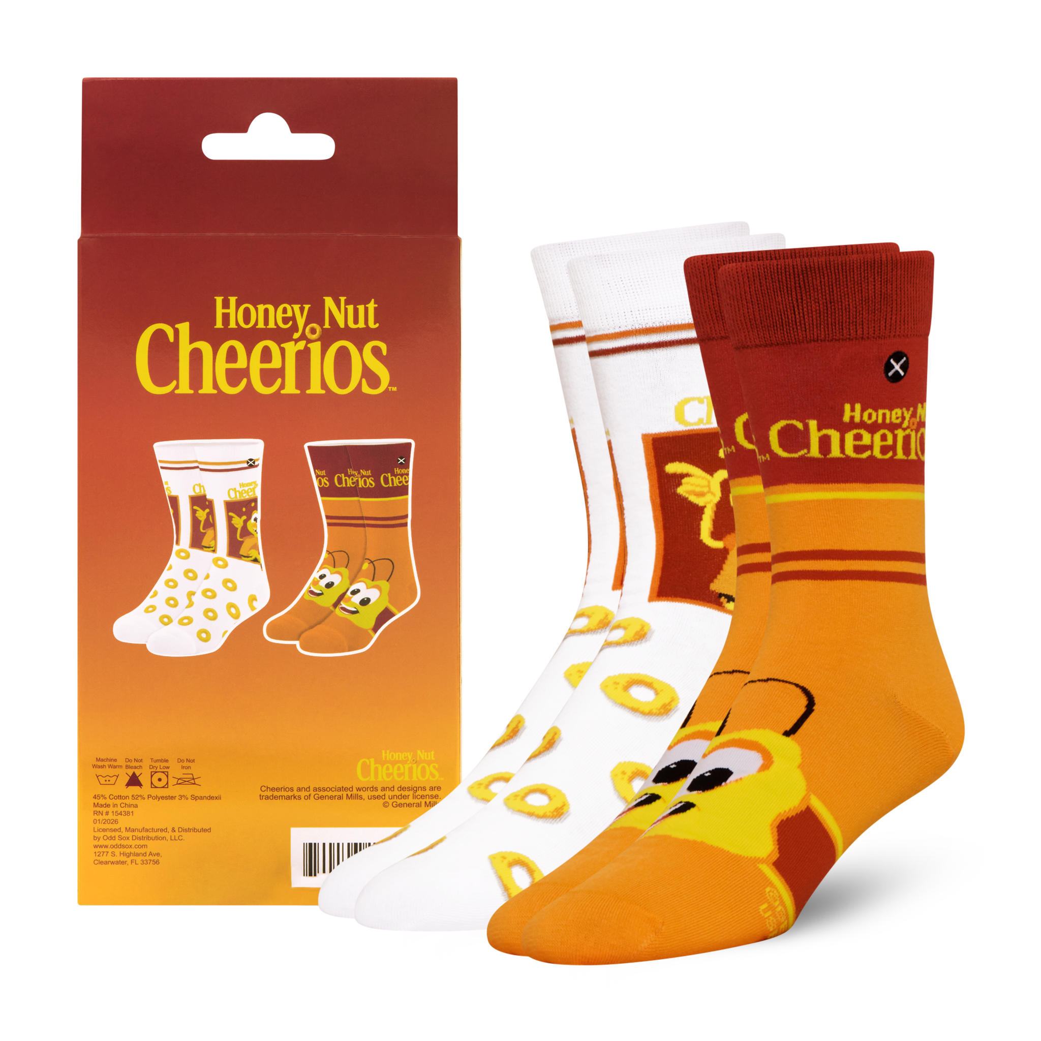 ODDMART Honey Nut Cheerios Crew Socks 2-Pack