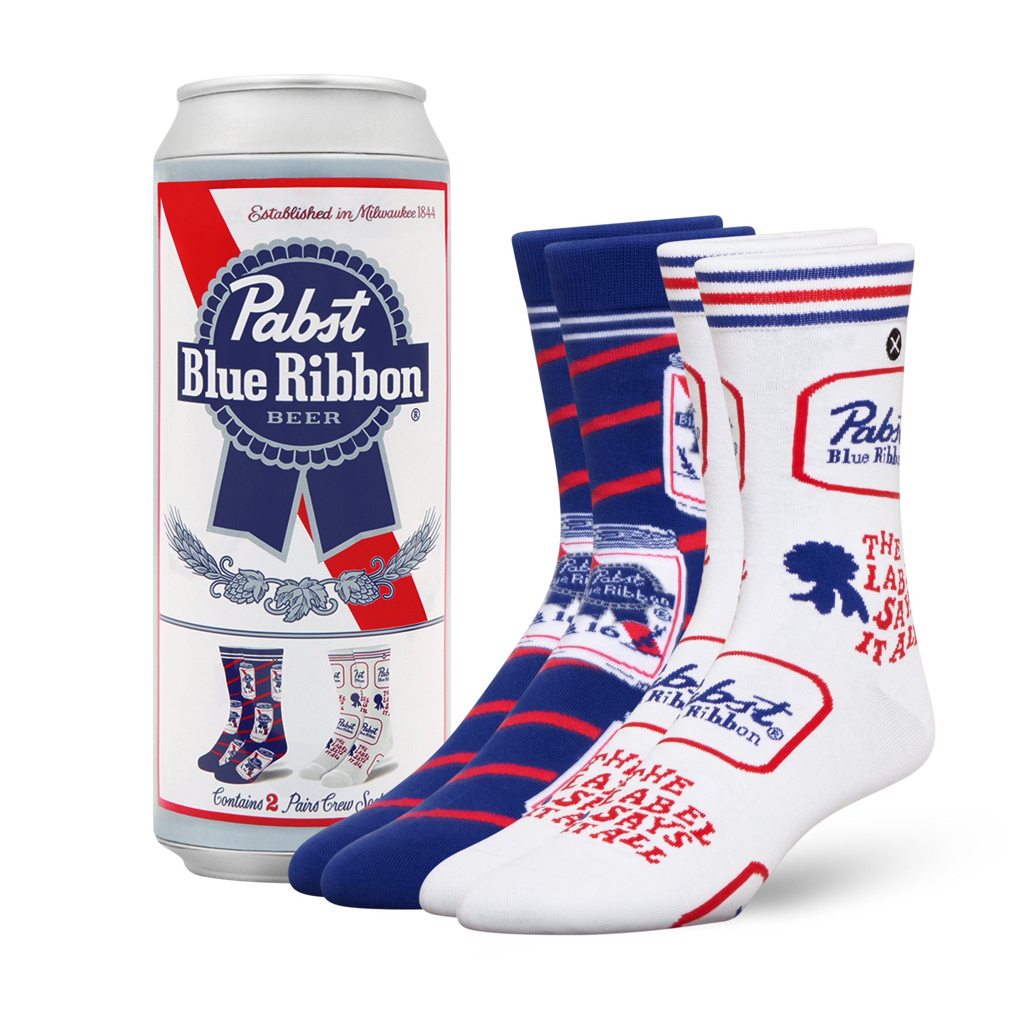 ODDMART Pabst Blue Ribbon Crew Socks 2-Pack