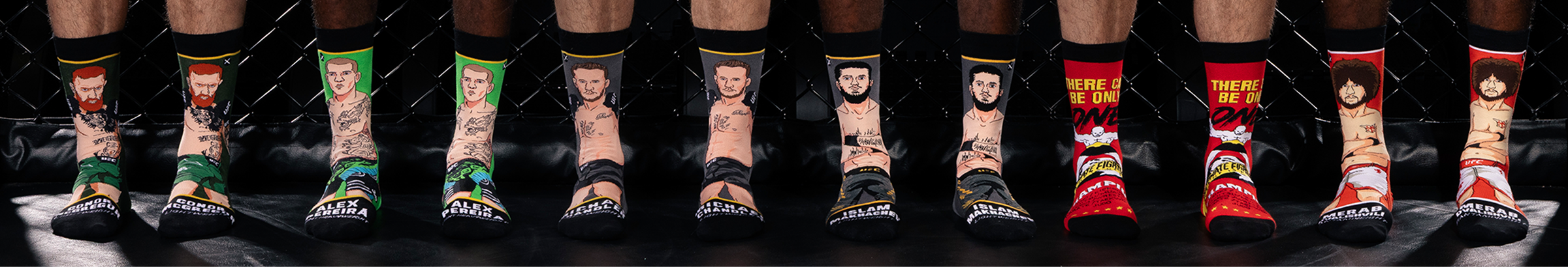 UFC-themed Odd Sox styles face off in the ring for the ultimate sock showdown.