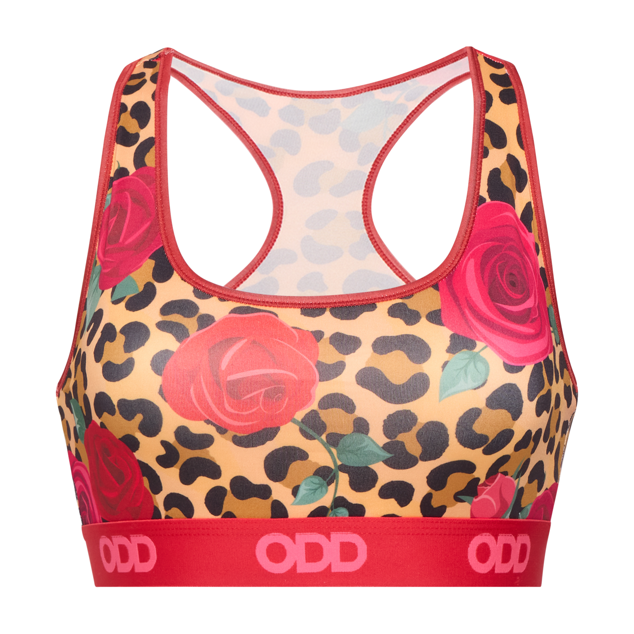 Leopard Roses Women's Sports Bra