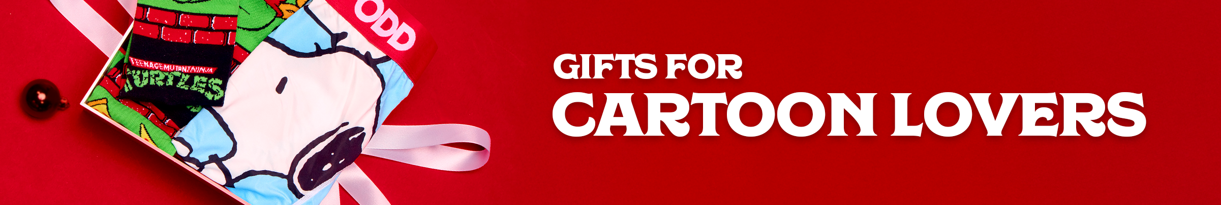 Banner featuring Odd Sox gifts for cartoon lovers, with vibrant socks and boxers showcasing classic and modern animated characters. Perfect for fans who live and breathe Saturday morning nostalgia.