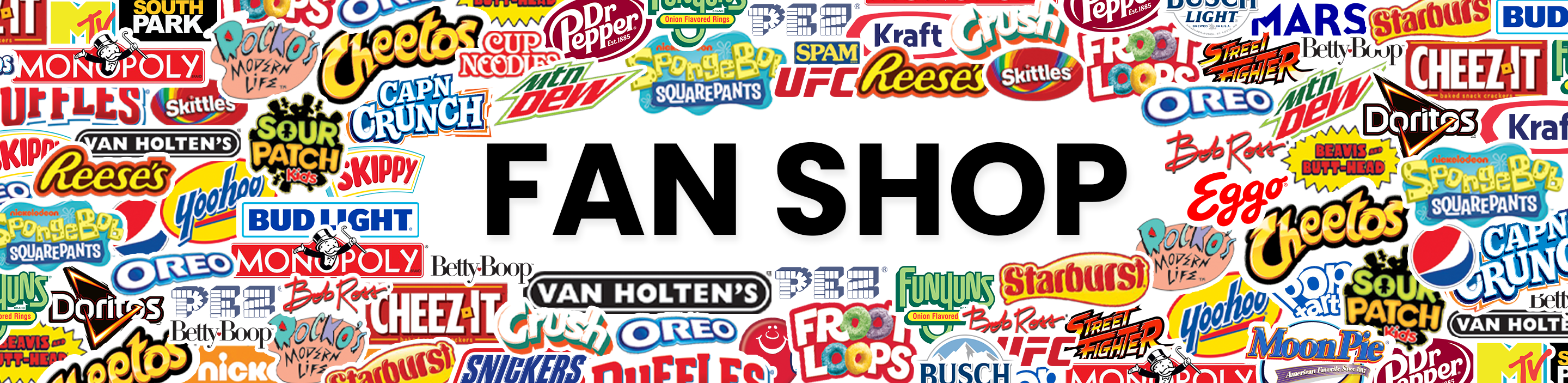 OddSox Fan Shop Banner highlighting licenses that we work with including Oreo, Bud Light, Doritos, Spongebob, Cheetos, Dr Pepper, and more.