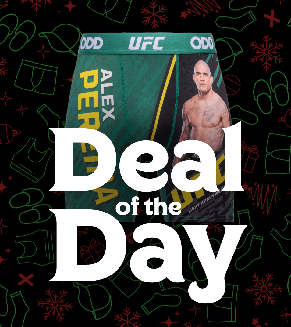 UFC branded underwear with a person's face on a black background with text 'Deal of the Day'.