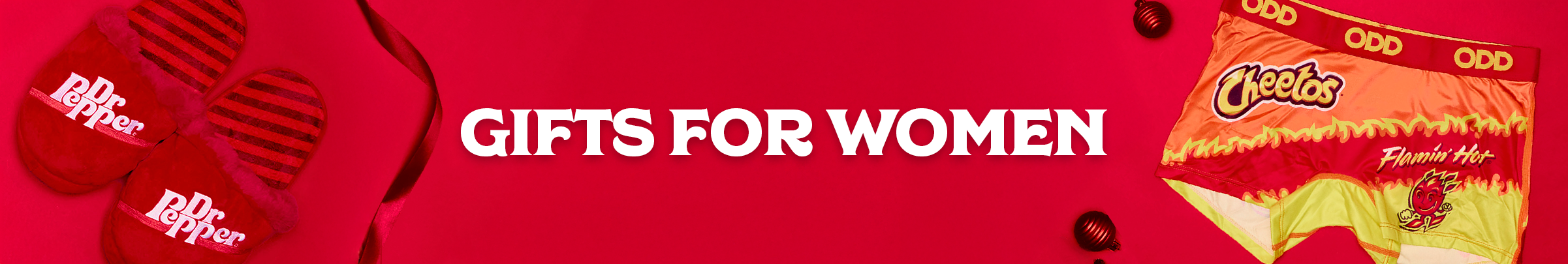 Banner featuring Odd Sox gifts for women, including bold novelty socks and slippers. Showcases fun licensed designs and playful patterns perfect for holiday gifting.